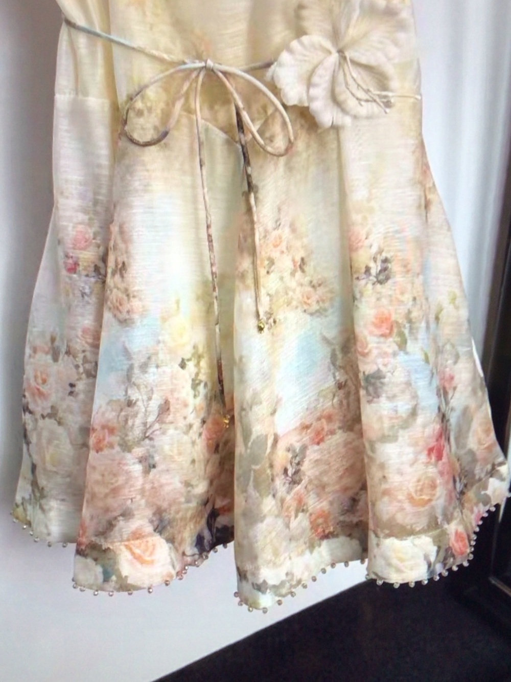 Zimmermann Cream and Blush Floral Cutout Mini Dress - Picture 4 of 10